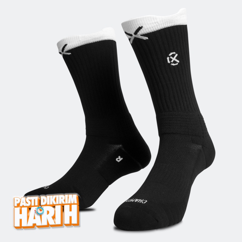 Beli Kaos Kaki Basket Rechampx Prime Crew Basketball Socks 1X Hitam Original Cx-Prsc101-100