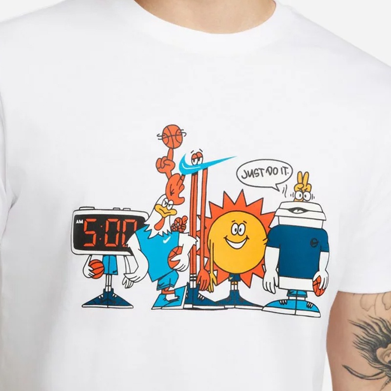 Jual Baju Basket Nike 5Am Art Print Crew-Neck Tee White Original Dn3004-100 - hoops.sakaraguna.com
