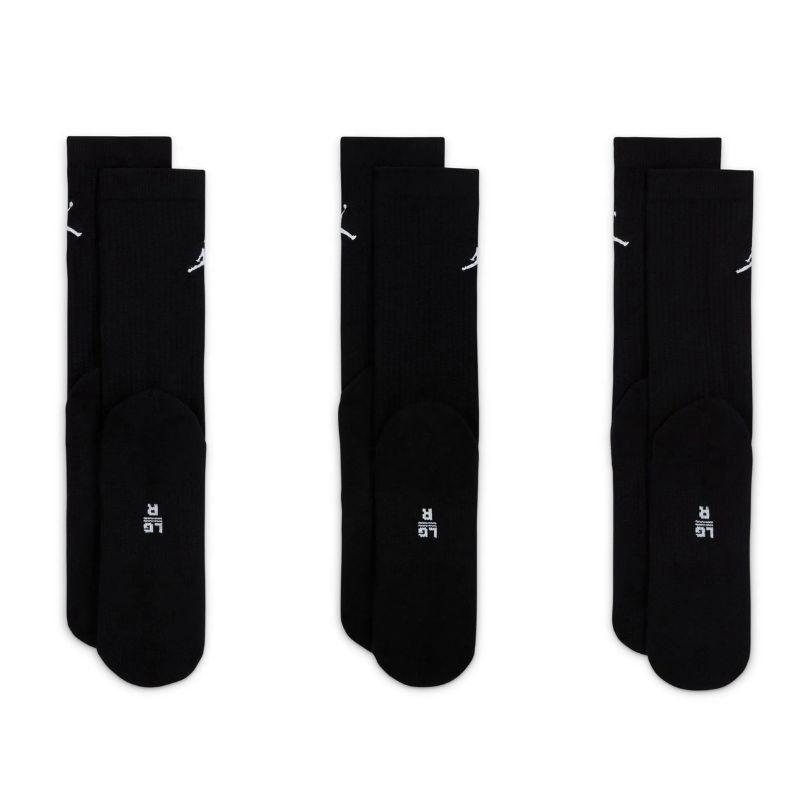 Jual Kaos Kaki Basket Air Jordan 3Pk Everyday Lightweight Crew Socks Black Original Dx9632-010 - hoops.sakaraguna.com