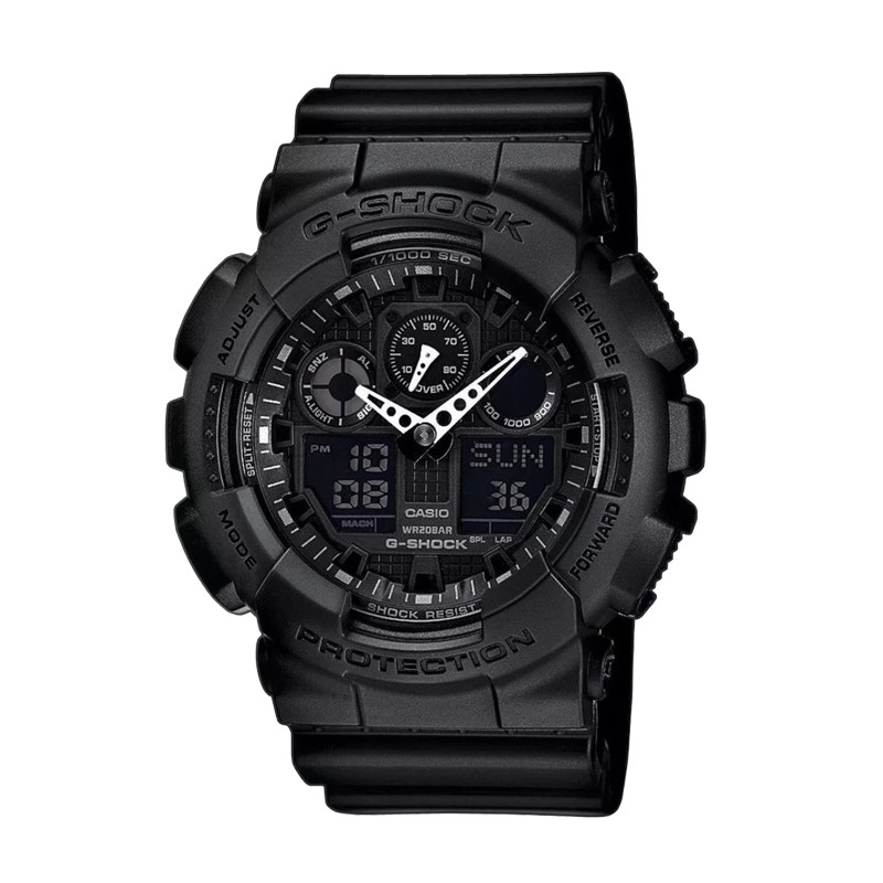Jual Jam Tangan Training Pria Casio G-Shock Analog-Digital Resin Band 200M Water Resistant Black Original Ga-100-1A1Dr - hoops.sakaraguna.com