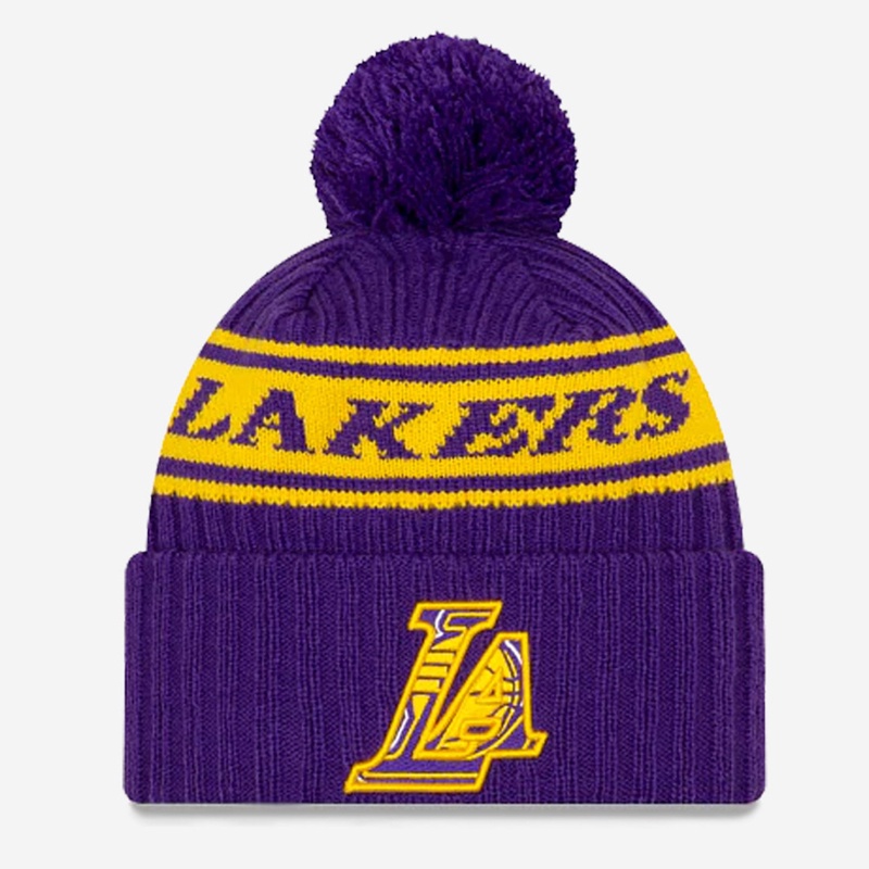 Jual Topi Basket New Era Nba Draft Los Angeles Lakers Pom Knit Beanie Purple Original Nra6014387400Posm - hoops.sakaraguna.com