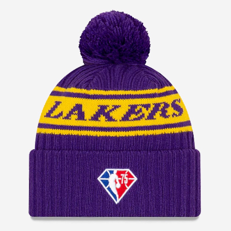Jual Topi Basket New Era Nba Draft Los Angeles Lakers Pom Knit Beanie Purple Original Nra6014387400Posm - hoops.sakaraguna.com